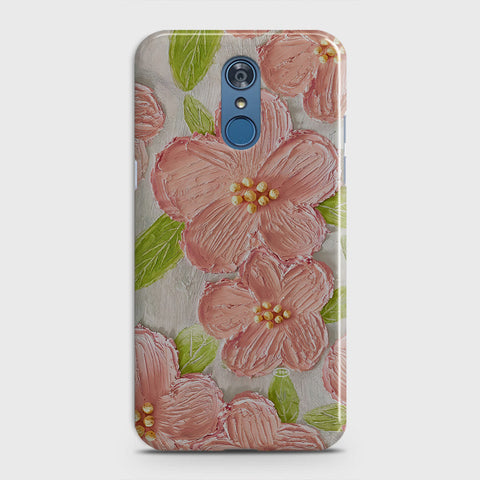 LG Q7 Cover - Floral Series  - Design 9 - Pink & Green - Matte Finish - Snap On Hard Case with LifeTime Colors Guarantee