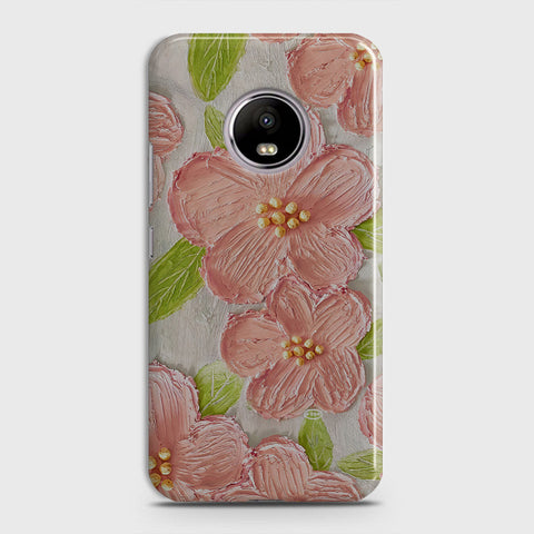 Motorola E4 Cover - Floral Series - Design 9 - Pink & Green - Matte Finish - Snap On Hard Case with LifeTime Colors Guarantee