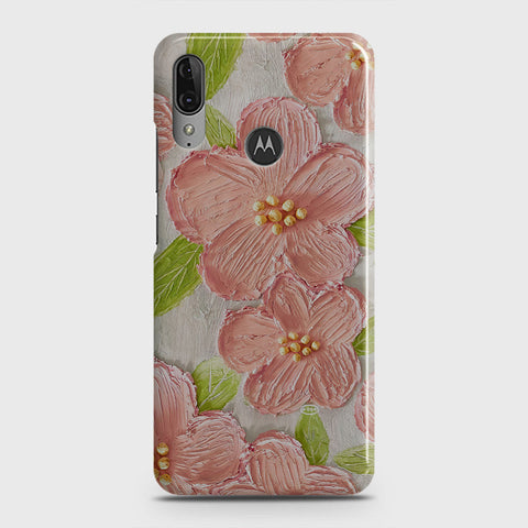 Motorola Moto E6 Plus Cover - Floral Series - Design 9 - Pink & Green - Matte Finish - Snap On Hard Case with LifeTime Colors Guarantee