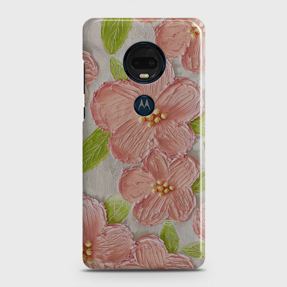 Motorola Moto G7 Plus Cover - Floral Series - Design 9 - Pink & Green - Matte Finish - Snap On Hard Case with LifeTime Colors Guarantee