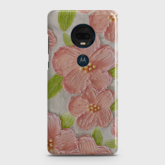 Motorola Moto G7 Plus Cover - Floral Series - Design 9 - Pink & Green - Matte Finish - Snap On Hard Case with LifeTime Colors Guarantee