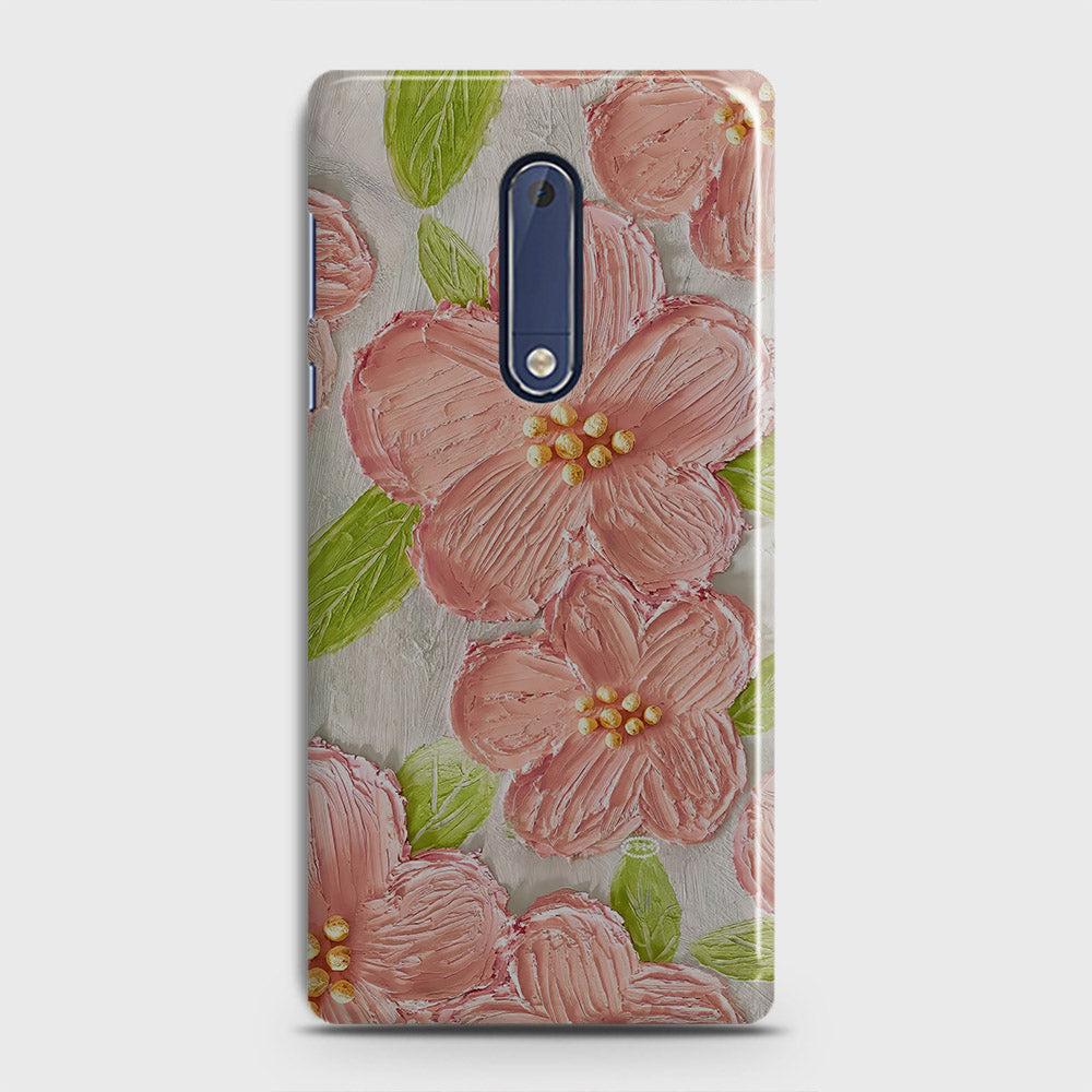 Nokia 5 Cover - Floral Series - Design 9 - Pink & Green - Matte Finish - Snap On Hard Case with LifeTime Colors Guarantee