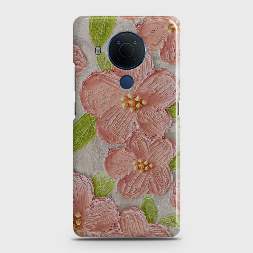 Nokia 5.4 Cover - Floral Series - Design 9 - Pink & Green - Matte Finish - Snap On Hard Case with LifeTime Colors Guarantee