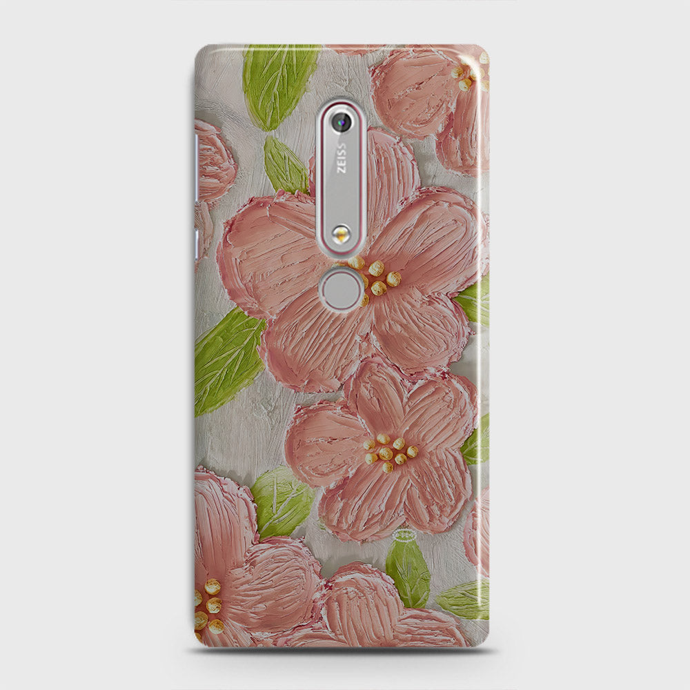 Nokia 6.1 Cover - Floral Series - Design 9 - Pink & Green - Matte Finish - Snap On Hard Case with LifeTime Colors Guarantee