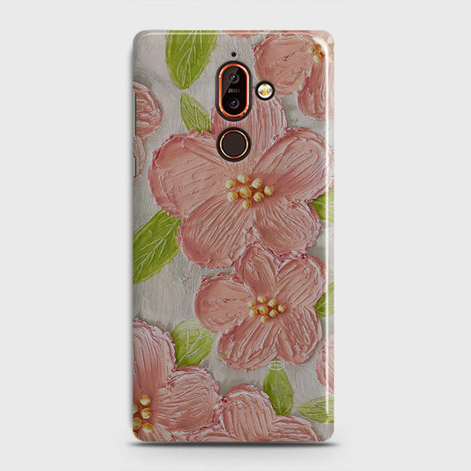 Nokia 7 Plus Cover - Floral Series - Design 9 - Pink & Green - Matte Finish - Snap On Hard Case with LifeTime Colors Guarantee