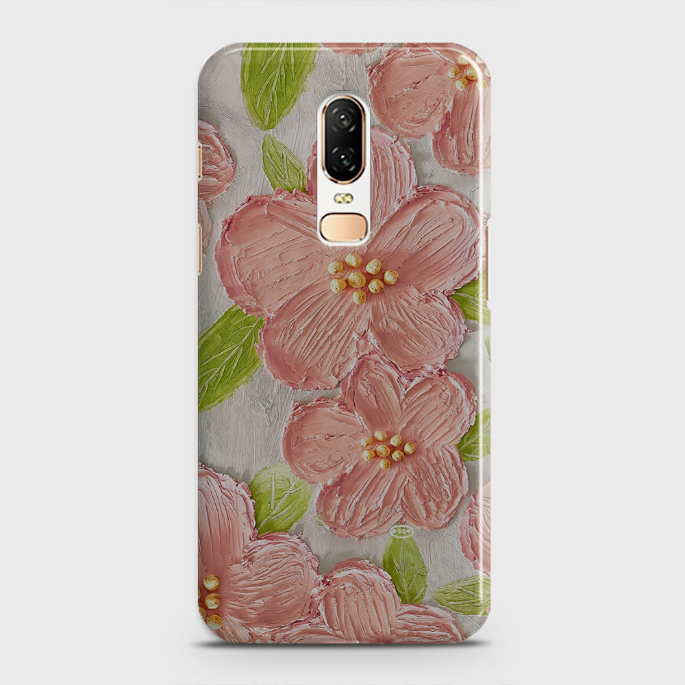 OnePlus 6  Cover - Floral Series - Design 9 - Pink & Green - Matte Finish - Snap On Hard Case with LifeTime Colors Guarantee