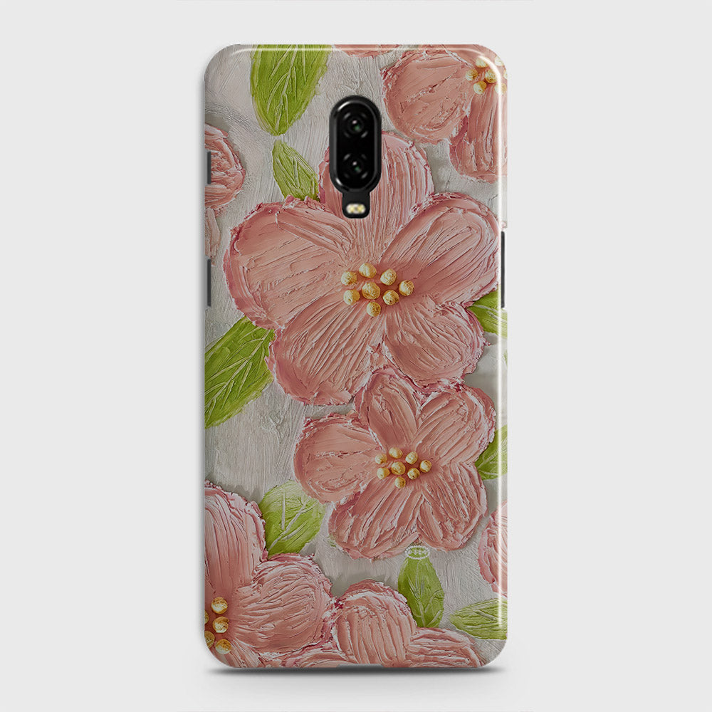 OnePlus 6T  Cover - Floral Series - Design 9 - Pink & Green - Matte Finish - Snap On Hard Case with LifeTime Colors Guarantee