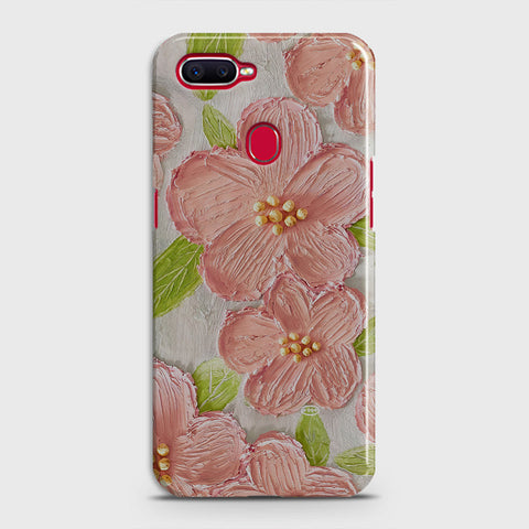 Oppo A7 Cover - Floral Series - Design 9 - Pink & Green - Matte Finish - Snap On Hard Case with LifeTime Colors Guarantee