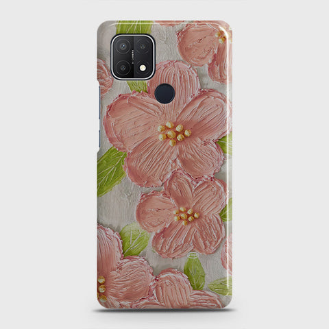 Oppo A15 Cover - Floral Series - Design 9 - Pink & Green - Matte Finish - Snap On Hard Case with LifeTime Colors Guarantee