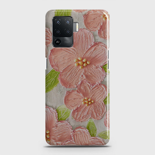 Oppo F19 Pro Cover - Floral Series - Design 9 - Pink & Green - Matte Finish - Snap On Hard Case with LifeTime Colors Guarantee