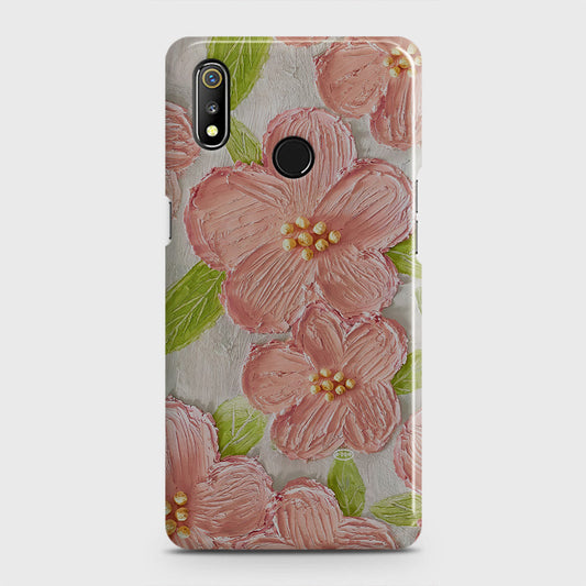 Realme 3 Cover - Floral Series - Design 9 - Pink & Green - Matte Finish - Snap On Hard Case with LifeTime Colors Guarantee