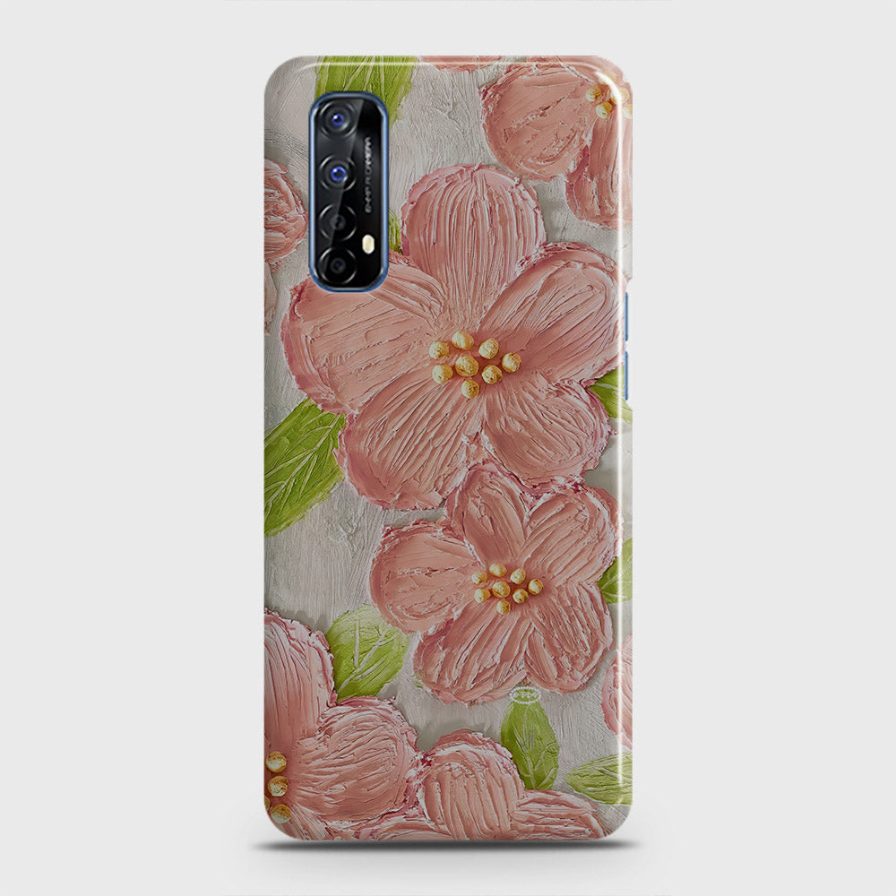 Realme 7 Cover - Floral Series - Design 9 - Pink & Green - Matte Finish - Snap On Hard Case with LifeTime Colors Guarantee