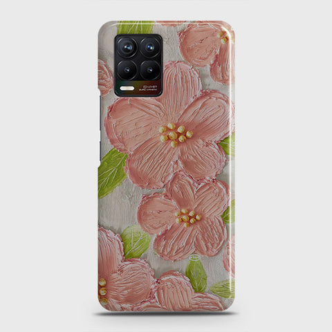 Realme 8 Cover - Floral Series - Design 9 - Pink & Green - Matte Finish - Snap On Hard Case with LifeTime Colors Guarantee