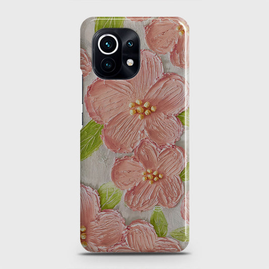 Xiaomi Mi 11 Lite Cover - Floral Series - Design 8 - Purple & Yellow - Matte Finish - Snap On Hard Case with LifeTime Colors Guarantee