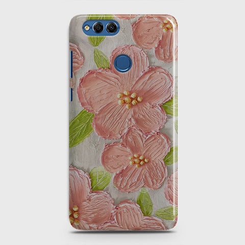 Huawei Honor 7X Cover - Floral Series - Design 9 - Pink & Green - Matte Finish - Snap On Hard Case with LifeTime Colors Guarantee