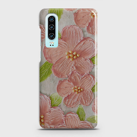 Huawei P30 Cover - Floral Series - Design 9 - Pink & Green - Matte Finish - Snap On Hard Case with LifeTime Colors Guarantee