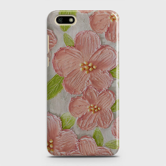 Huawei Y5 Prime 2018 Cover - Floral Series - Design 9 - Pink & Green - Matte Finish - Snap On Hard Case with LifeTime Colors Guarantee