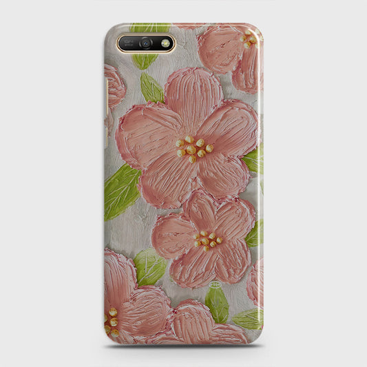 Huawei Y6 2018 Cover - Floral Series - Design 9 - Pink & Green - Matte Finish - Snap On Hard Case with LifeTime Colors Guarantee