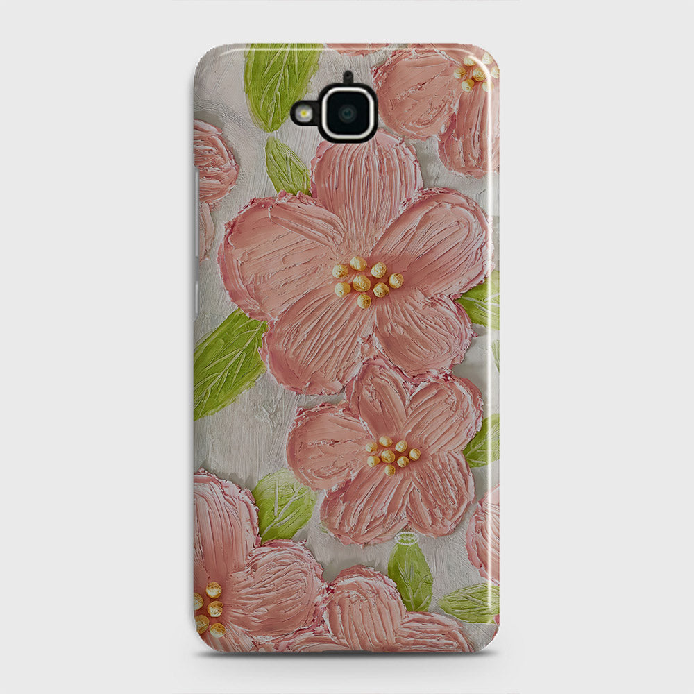 Huawei Y6 Pro 2015 Cover - Floral Series - Design 9 - Pink & Green - Matte Finish - Snap On Hard Case with LifeTime Colors Guarantee