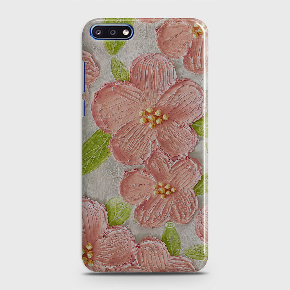 Huawei Y7 Pro 2018 Cover - Floral Series - Design 9 - Pink & Green - Matte Finish - Snap On Hard Case with LifeTime Colors Guarantee