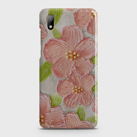 Huawei Y5 2019 Cover - Floral Series - Design 9 - Pink & Green - Matte Finish - Snap On Hard Case with LifeTime Colors Guarantee