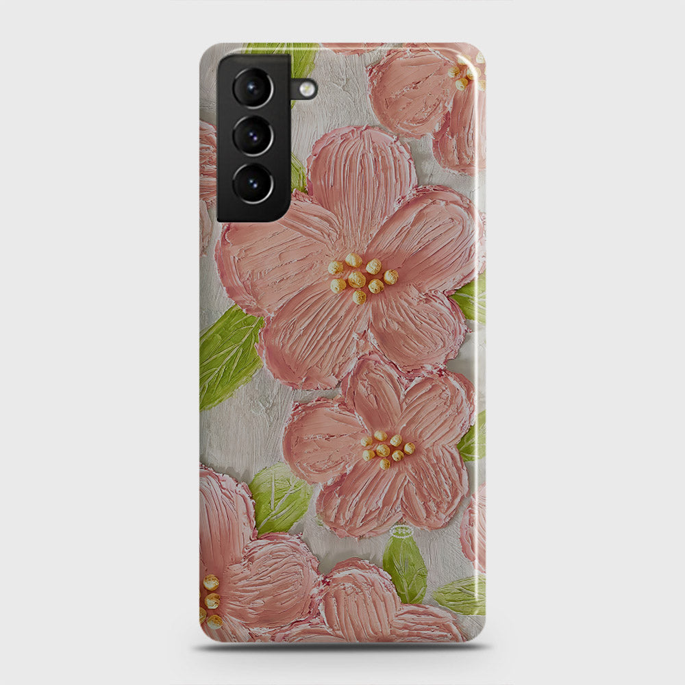 Samsung Galaxy S21 5G Cover - Floral Series - Design 9 - Pink & Green - Matte Finish - Snap On Hard Case with LifeTime Colors Guarantee