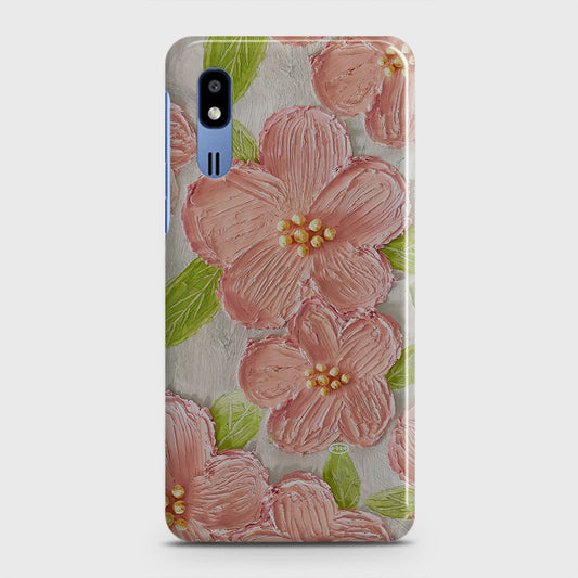 Samsung Galaxy A2 Core Cover - Floral Series - Design 9 - Pink & Green - Matte Finish - Snap On Hard Case with LifeTime Colors Guarantee