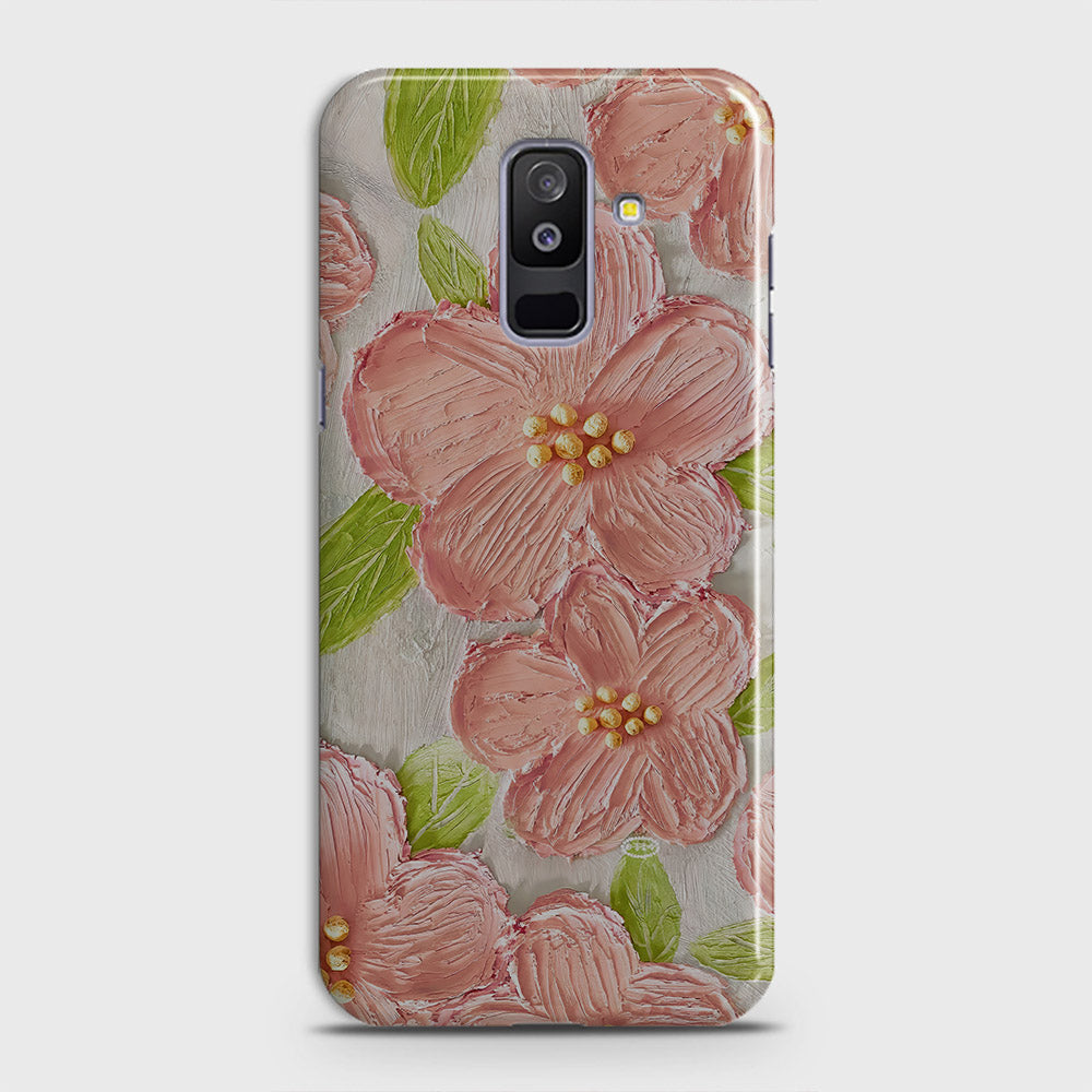 Samsung Galaxy A6 Plus 2018 Cover - Floral Series - Design 9 - Pink & Green - Matte Finish - Snap On Hard Case with LifeTime Colors Guarantee