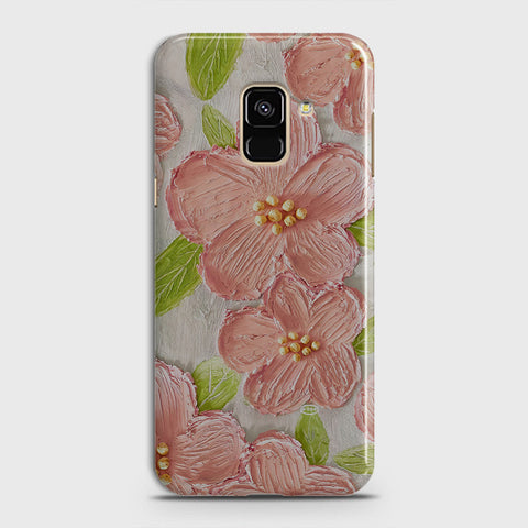 Samsung Galaxy A8 2018 Cover - Floral Series - Design 9 - Pink & Green - Matte Finish - Snap On Hard Case with LifeTime Colors Guarantee