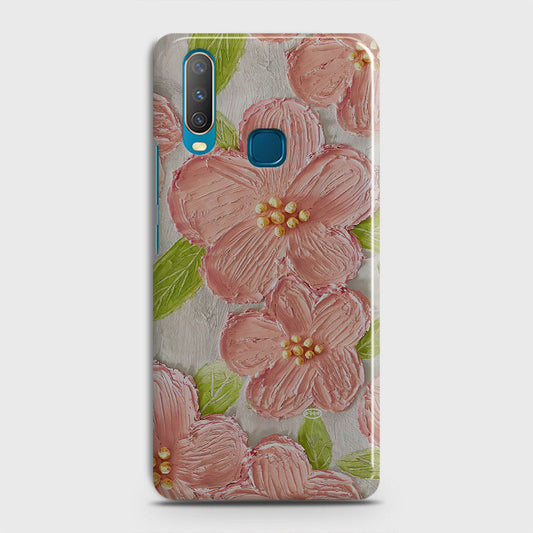 Vivo Y17 Cover - Floral Series - Design 9 - Pink & Green - Matte Finish - Snap On Hard Case with LifeTime Colors Guarantee