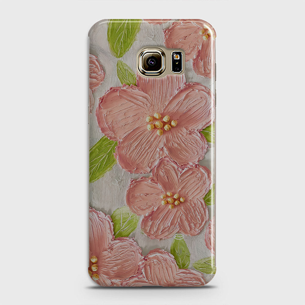 Samsung Galaxy S6 Edge Cover - Floral Series - Design 9 - Pink & Green - Matte Finish - Snap On Hard Case with LifeTime Colors Guarantee