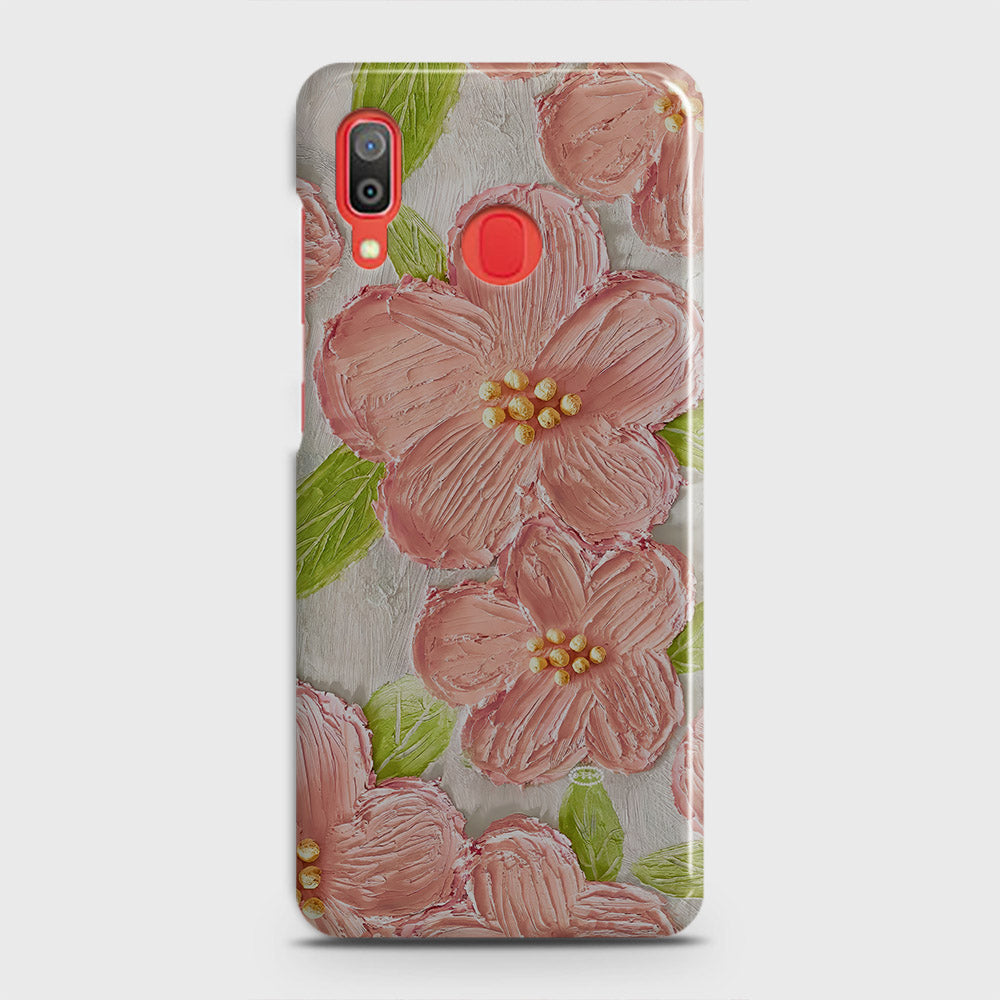 Samsung Galaxy A20 Cover - Floral Series - Design 9 - Pink & Green - Matte Finish - Snap On Hard Case with LifeTime Colors Guarantee