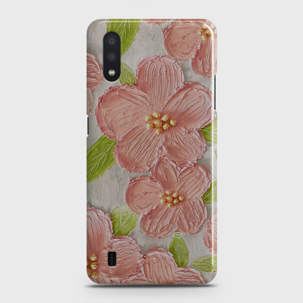 Samsung Galaxy A01 Cover - Floral Series - Design 9 - Pink & Green - Matte Finish - Snap On Hard Case with LifeTime Colors Guarantee