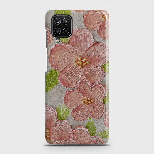 Samsung Galaxy A12 Cover - Floral Series - Design 9 - Pink & Green - Matte Finish - Snap On Hard Case with LifeTime Colors Guarantee