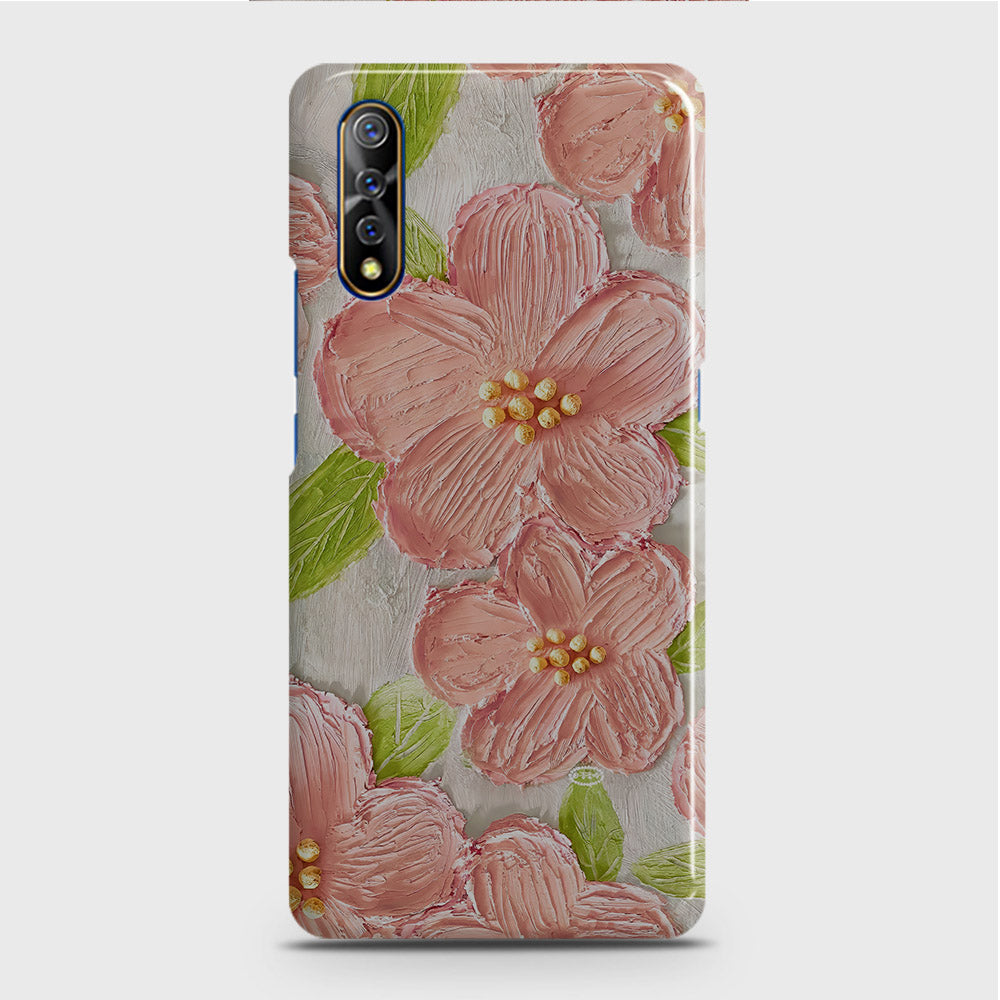 Vivo S1 Cover - Floral Series - Design 9 - Pink & Green - Matte Finish - Snap On Hard Case with LifeTime Colors Guarantee