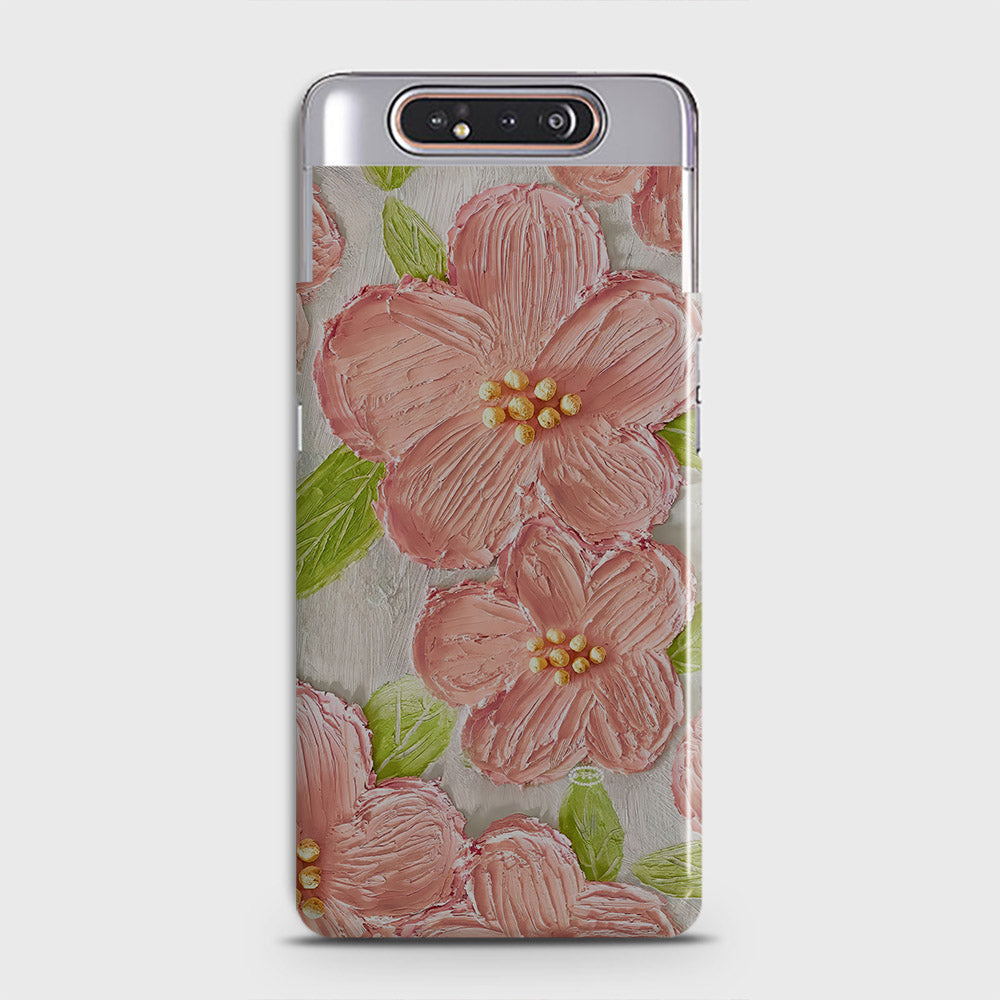 Samsung Galaxy A80 Cover - Floral Series - Design 9 - Pink & Green - Matte Finish - Snap On Hard Case with LifeTime Colors Guarantee