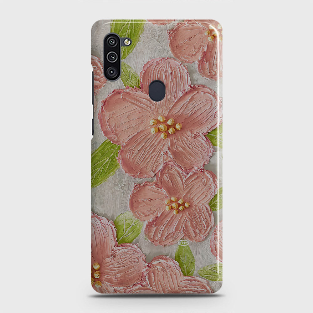 Samsung Galaxy M11 Cover - Floral Series - Design 9 - Pink & Green - Matte Finish - Snap On Hard Case with LifeTime Colors Guarantee