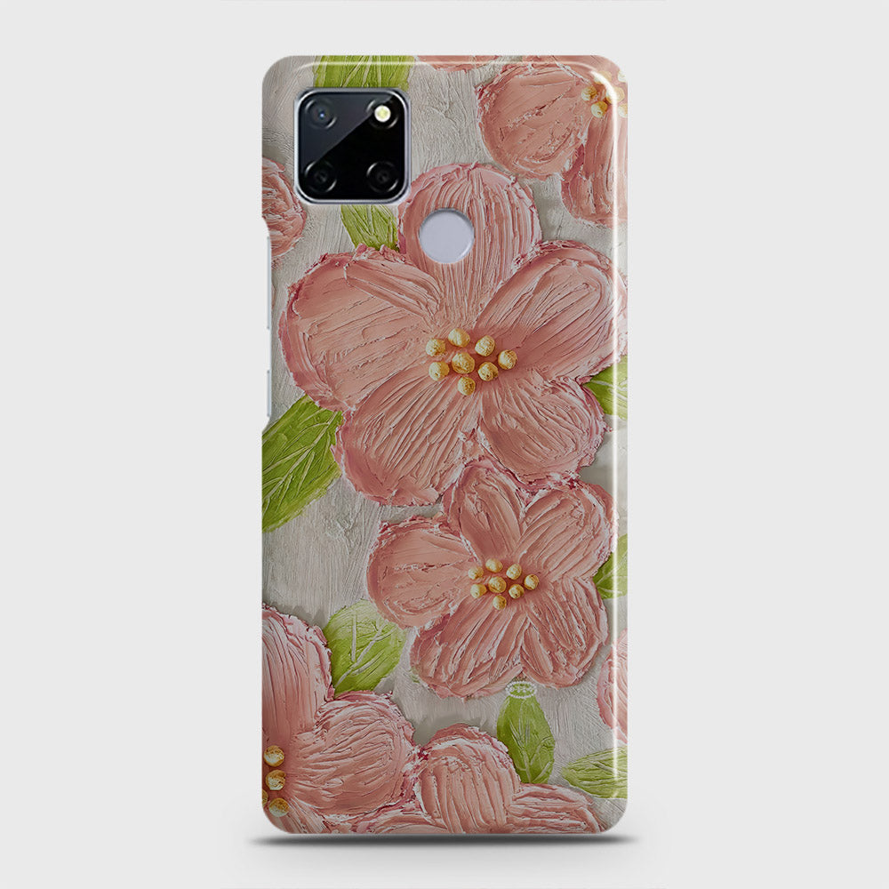 Realme C12 Cover - Floral Series - Design 9 - Pink & Green - Matte Finish - Snap On Hard Case with LifeTime Colors Guarantee