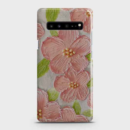 Samsung Galaxy S10 5G Cover - Floral Series - Design 9 - Pink & Green - Matte Finish - Snap On Hard Case with LifeTime Colors Guarantee