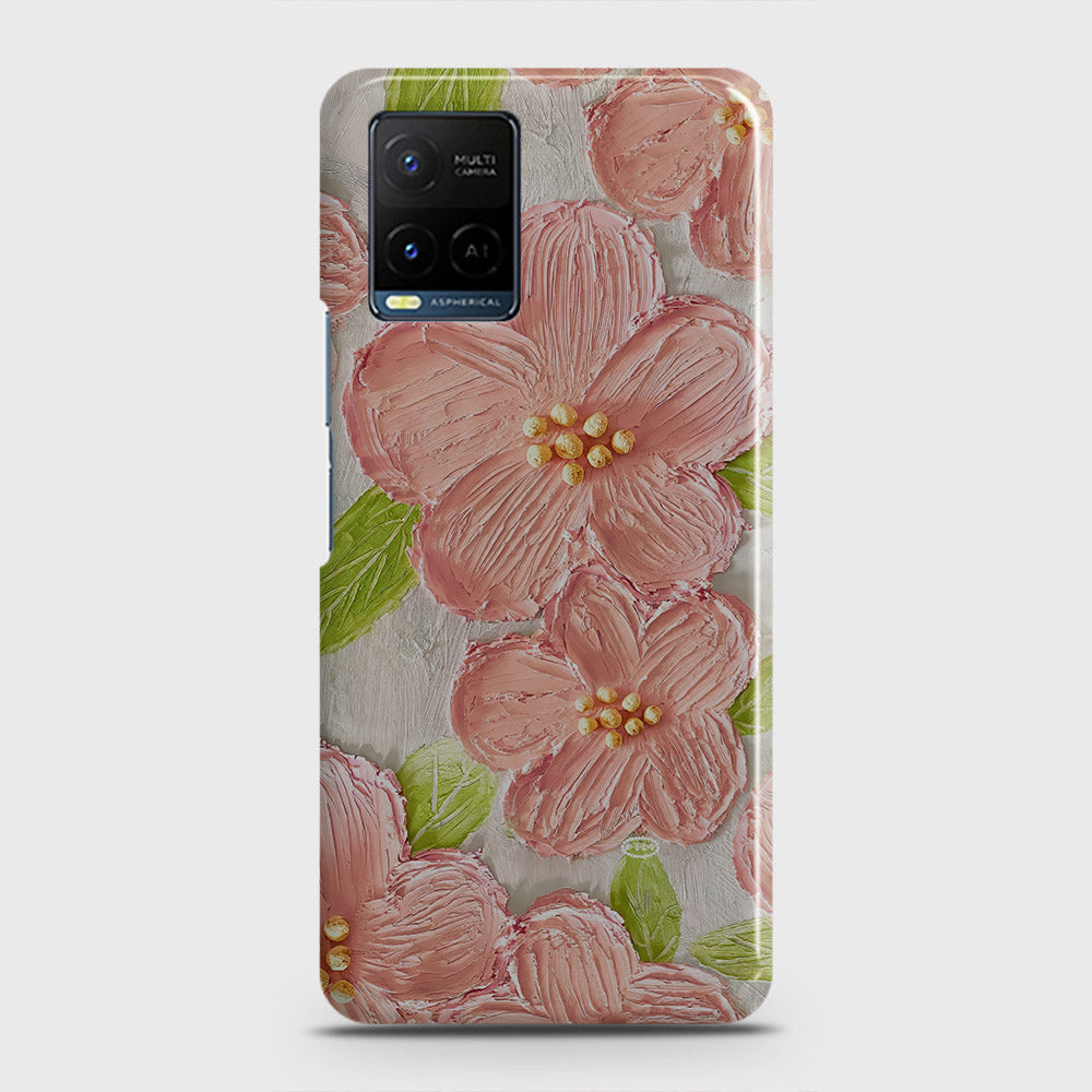 Vivo Y33s Cover - Floral Series - Design 9 - Pink & Green - Matte Finish - Snap On Hard Case with LifeTime Colors Guarantee