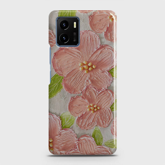 Vivo Y15s Cover - Floral Series - Design 9 - Pink & Green - Matte Finish - Snap On Hard Case with LifeTime Colors Guarantee