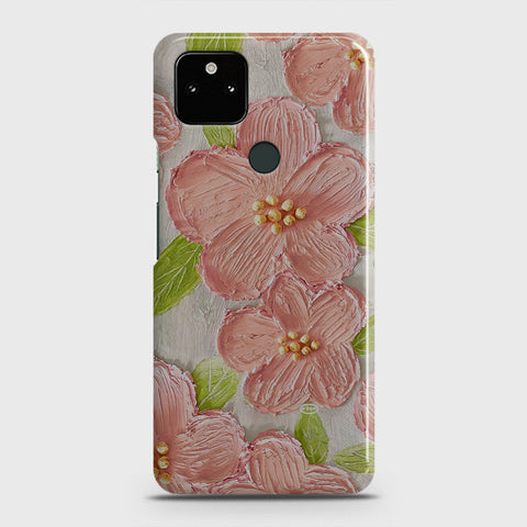 Google Pixel 5a 5G Cover - Floral Series - Design 9 - Pink & Green - Matte Finish - Snap On Hard Case with LifeTime Colors Guarantee