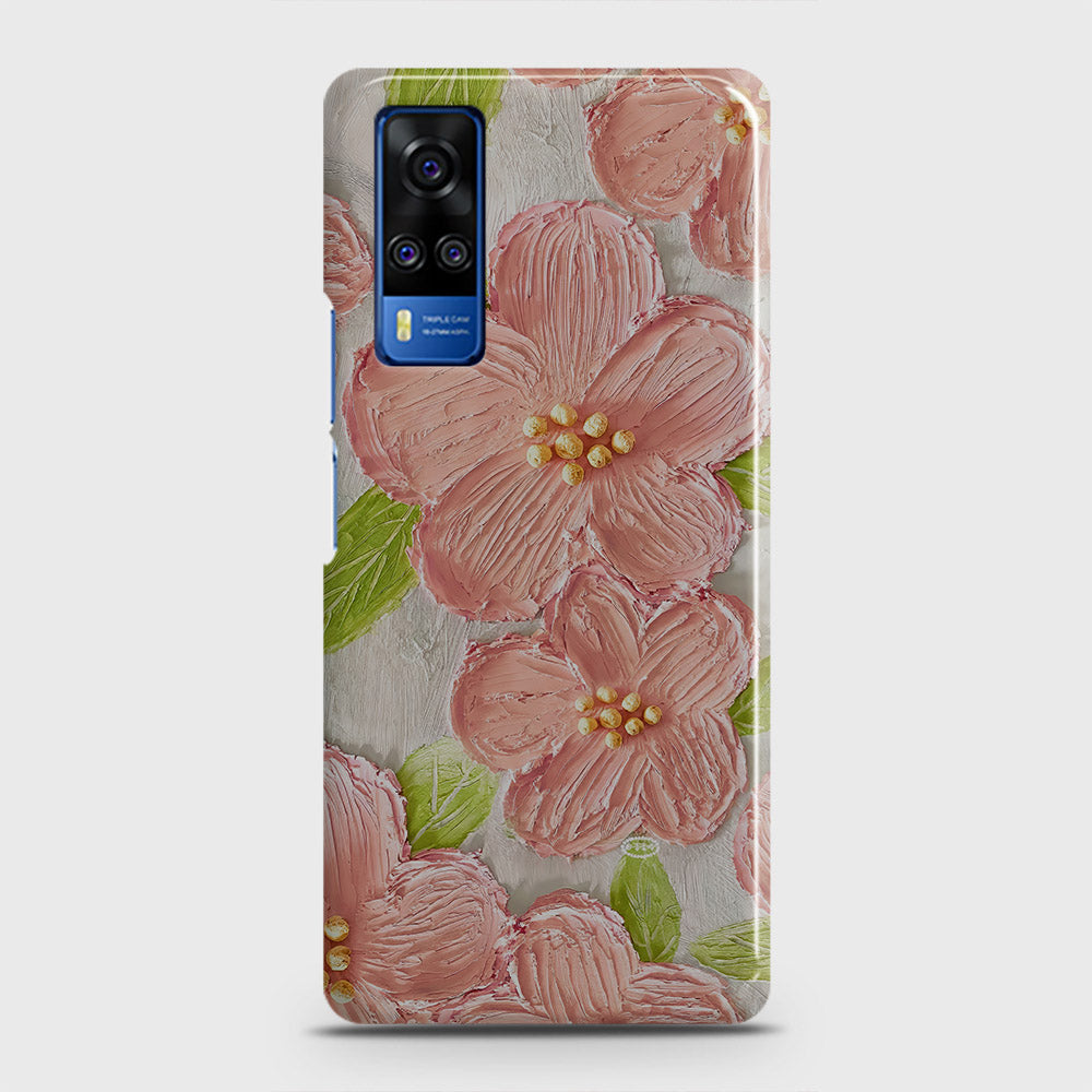 Vivo Y33  Cover - Floral Series - Design 9 - Pink & Green - Matte Finish - Snap On Hard Case with LifeTime Colors Guarantee