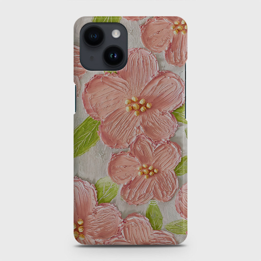 iPhone 14 Cover - Floral Series - Design 9 - Pink & Green - Matte Finish - Snap On Hard Case with LifeTime Colors Guarantee