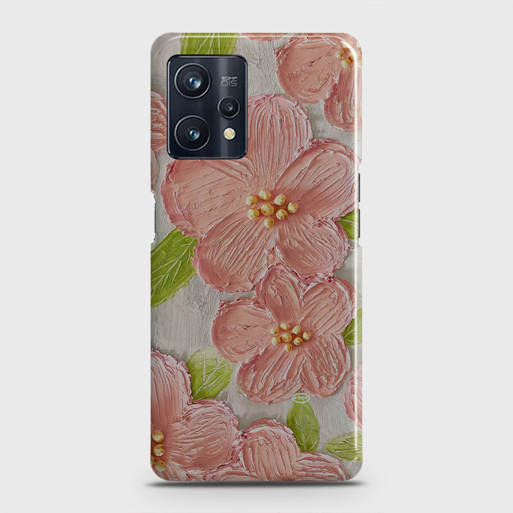 Realme 9 Pro Plus Cover - Floral Series - Design 9 - Pink & Green - Matte Finish - Snap On Hard Case with LifeTime Colors Guarantee