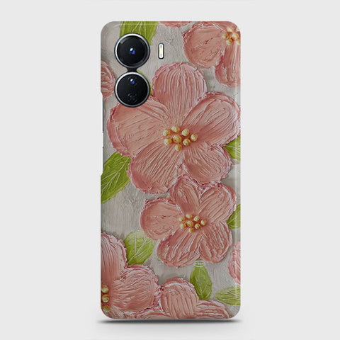 Vivo Y16 Cover - Floral Series - Design 9 - Pink & Green - Matte Finish - Snap On Hard Case with LifeTime Colors Guarantee