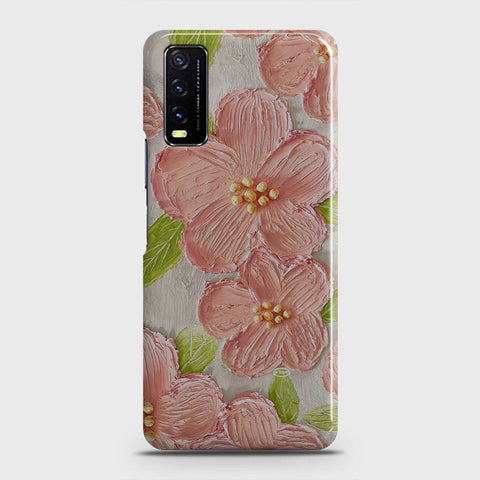 Vivo Y20A  Cover - Floral Series - Design 9 - Pink & Green - Matte Finish - Snap On Hard Case with LifeTime Colors Guarantee