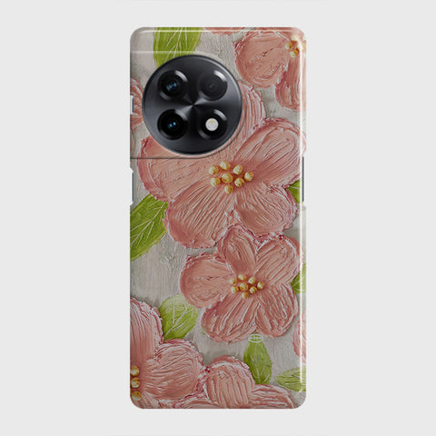 OnePlus 11R Cover - Floral Series - Design 9 - Pink & Green - Matte Finish - Snap On Hard Case with LifeTime Colors Guarantee