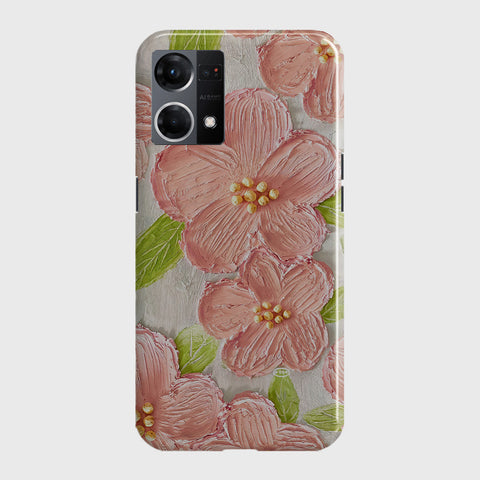 Oppo F21 Pro 4G Cover - Floral Series - Design 9 - Pink & Green - Matte Finish - Snap On Hard Case with LifeTime Colors Guarantee