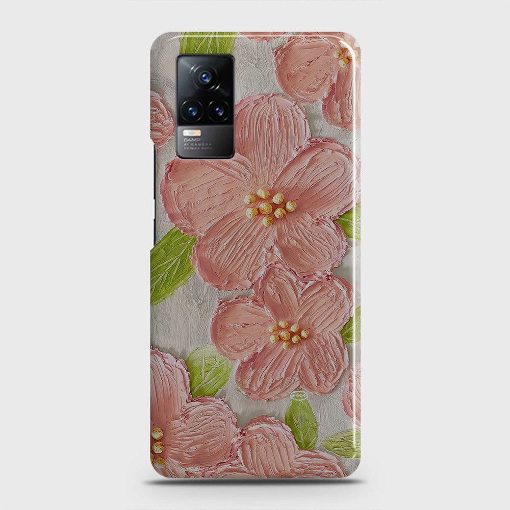 Vivo V21e  Cover - Floral Series - Design 9 - Pink & Green - Matte Finish - Snap On Hard Case with LifeTime Colors Guarantee